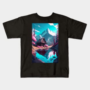 House near mountain Kids T-Shirt